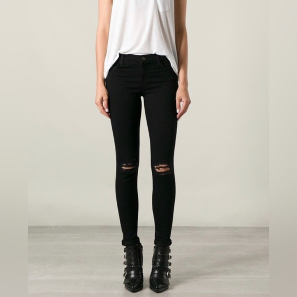 J Brand Distressed Knee Ankle Skinny Jean